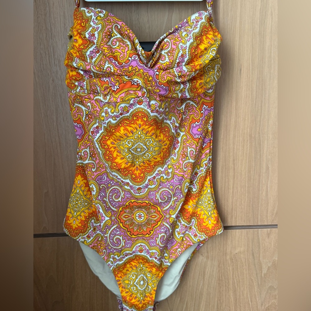 NWT J. Crew Orange and Pink Paisley Bathing Suit - Women’s Size 8